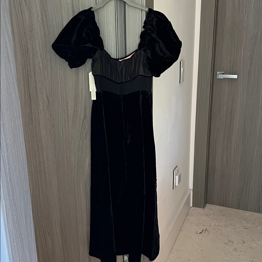 NWT $188 By Anthropologie Puff-Sleeve Mesh Velvet Midi Dress XXS - Picture 10 of 10